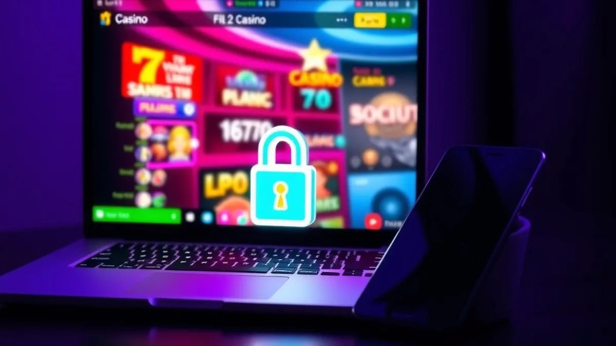Laptop and phone showing Spinboss login screen with glowing padlock